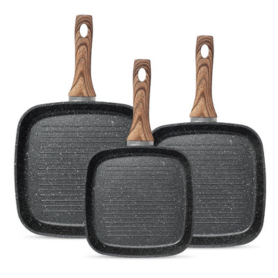 Ensemble de poêles à frire antiadhésives 3 pièces avec poignée amovible, compatible avec la surface de cuisson à induction