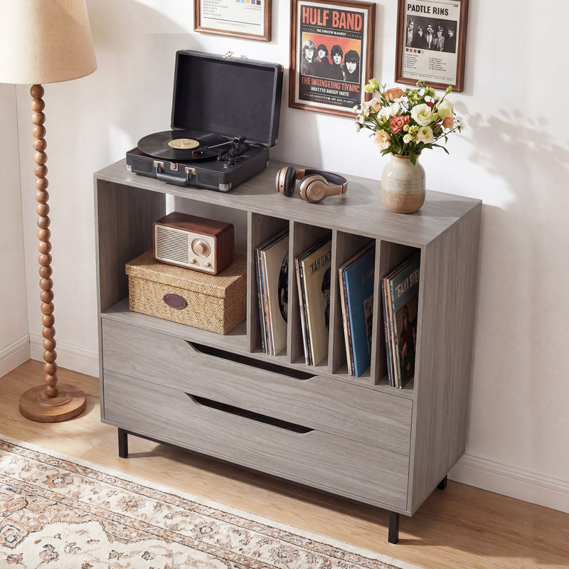 87cm H Media Shelves, Grey