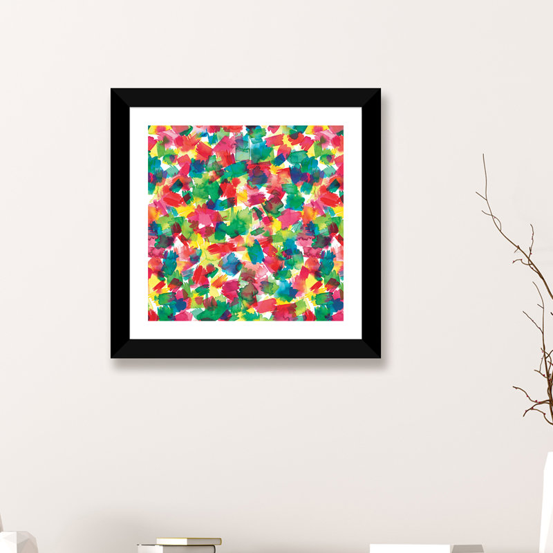 «Spring Colors Multicolored» par Ninola Design - reproduction d'art, Blanc, H 24 po x l 24 po x p 1 po, Papier noir