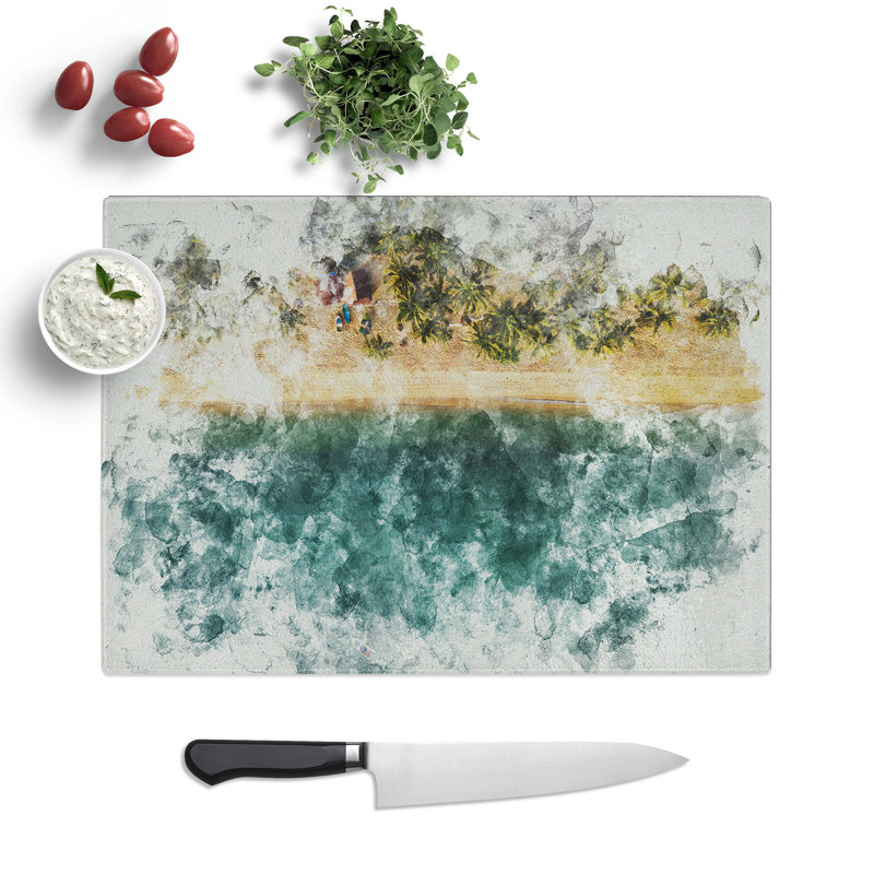 The Fishing Boat Watercolour Chopping Board, 20cm W x 28.5cm L