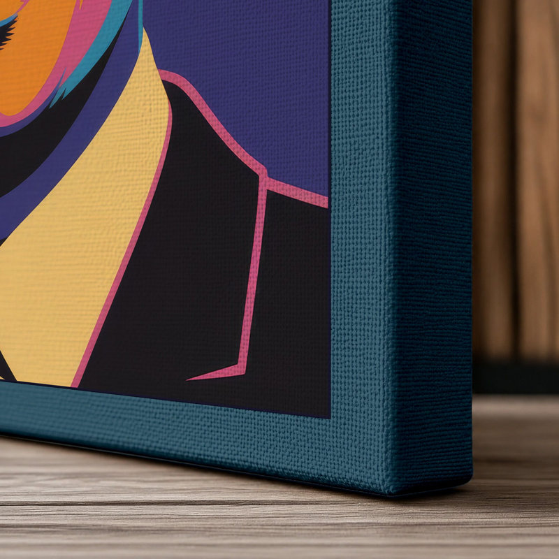 Pop Art Portrait Retro 1 Piece Wrapped Canvas Wall Art, 18x12 - 45.7 x 30.5 cm, Teal Border