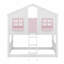 Lit superposé House avec toit, fenêtre, boîte de fenêtre, porte, avec barrières de sécurité et échelle-21047031