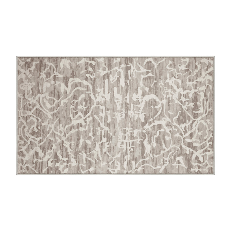 Machine Washable Beige Area Rug, Runner 2' x 4'