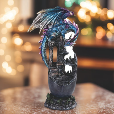 12.25"H Dragon on Ruined Castle Figurine