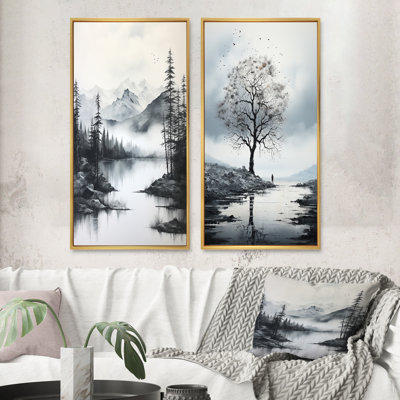 Arbre gris minimalisme solitude "Arbre gris minimalisme solitude" 2 pièces