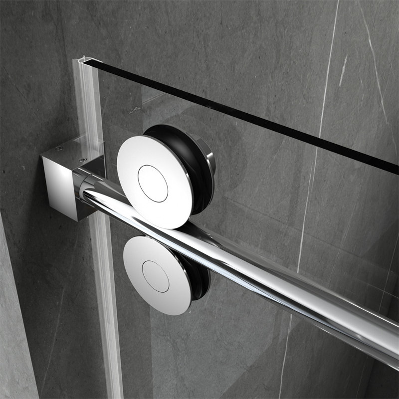 60'' - W x 76'' H Single Added Door Frameless Shower Door with, Chrome