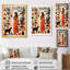 Dame africaine en robe rouge campagne rétro - art mural africain-2146021501-2146021503