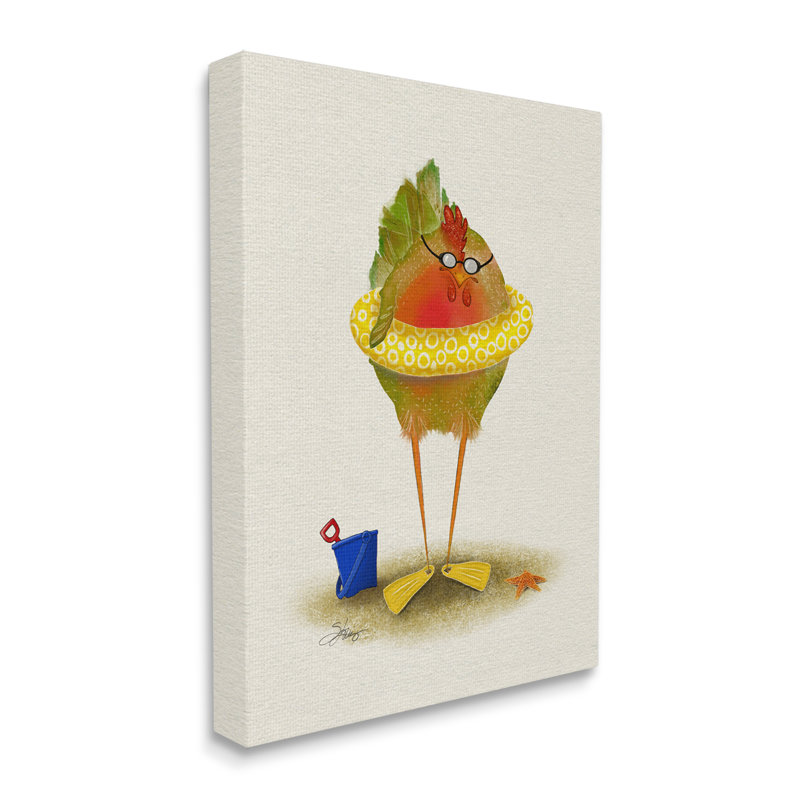 «Fun Whimsical Bird Beach Tube» par Shanda Louis, impression sur toile tendue, H 48 po x l 36 po x P 1,5 po