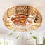 Ventilateur de plafond Astley de 20 po de style bohème ferme en rotin avec cage, ensemble d'éclairage et télécommande