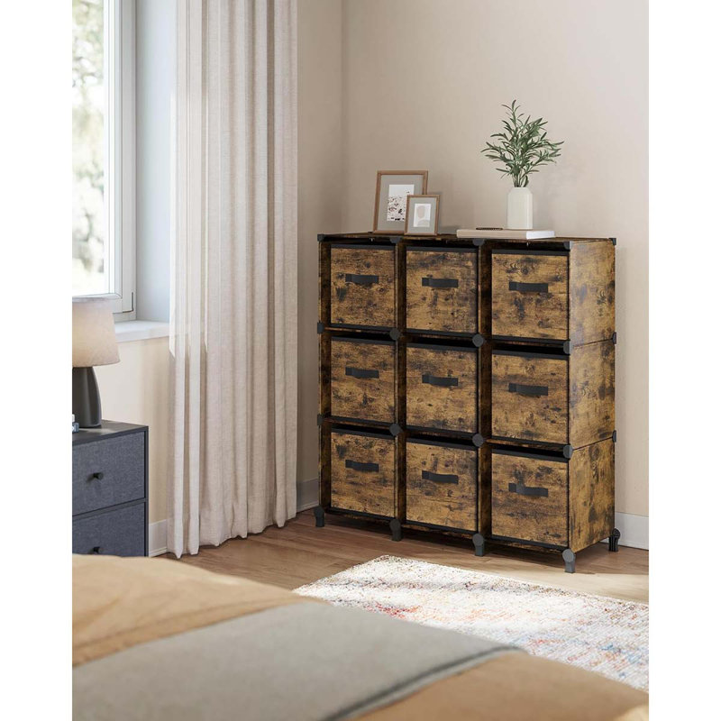 Cube Storage Organizer With Storage Boxes, Set Of 9-Cube Organizer, 9 Collapsible Non-Woven Fabric Bins, Customizable, Space-Saving, Bedroom