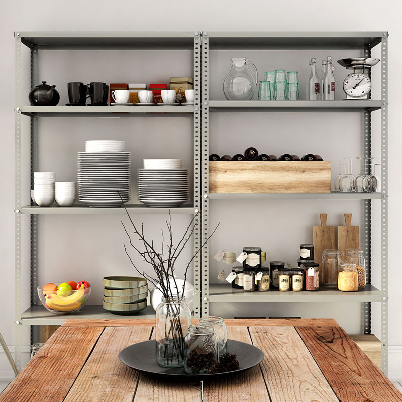 Galvanized Metal 5-Tier Freestanding Storage Rack Unit, 76" Height