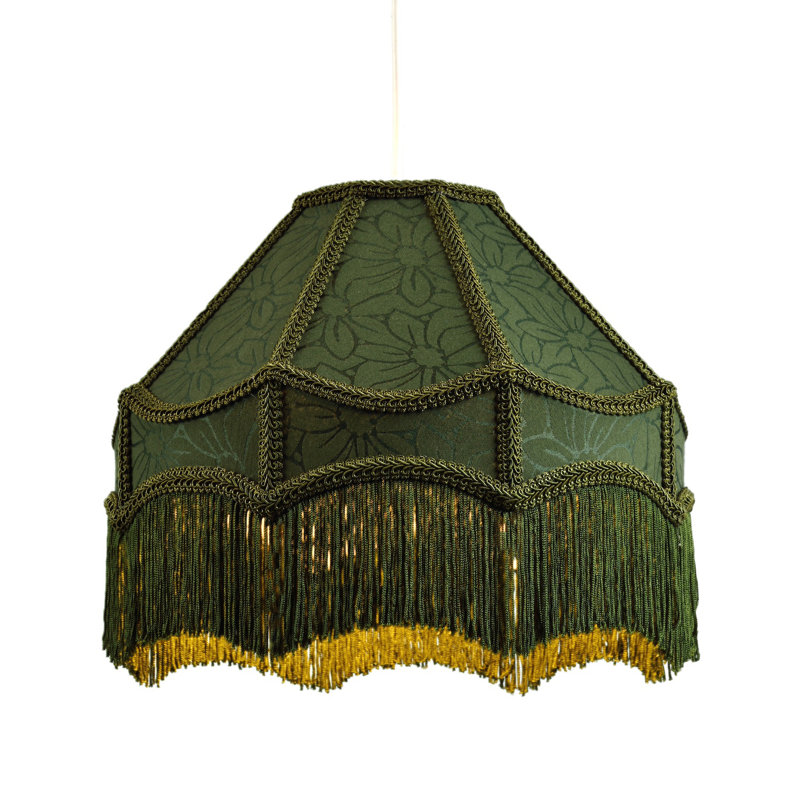19cm H Cotton Blend Empire Pendant Shade ( Screw On ) in Green