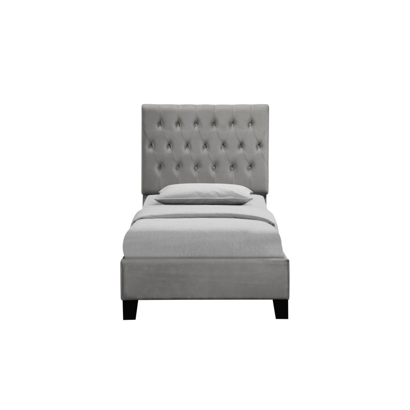 Kayden Upholstered Standard Bed, Twin, Light Gray