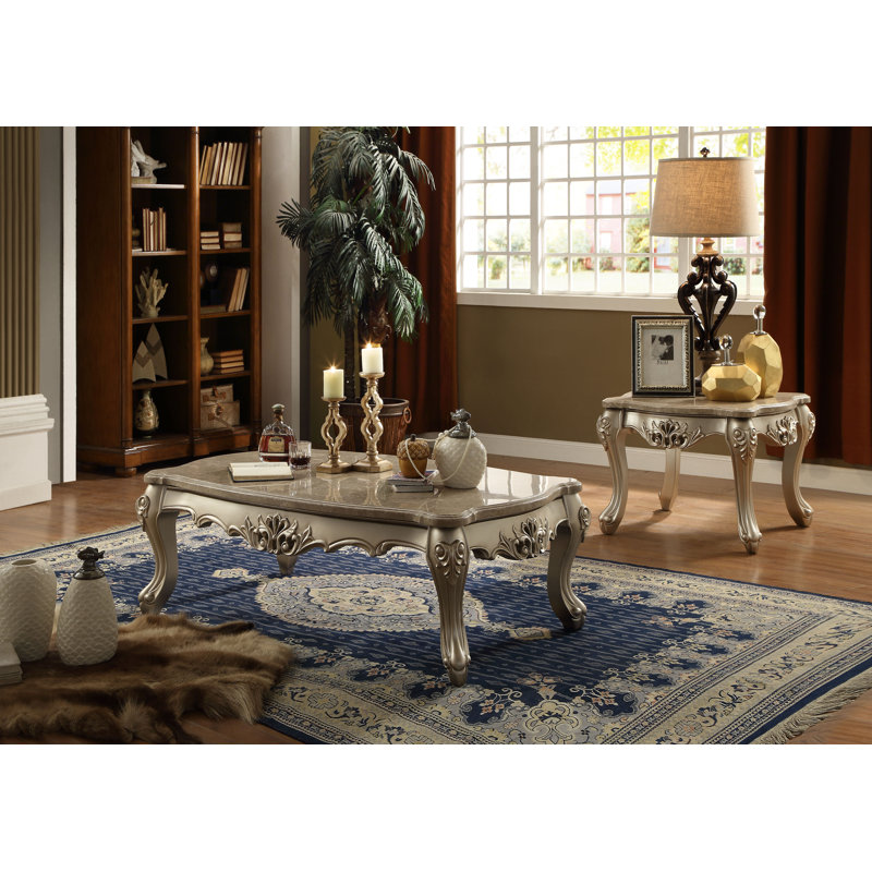 Table de bout carrée 32 po avec plateau en marbre Ewan