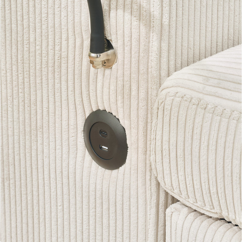Chaise longue d'intérieur avec repose-pieds et rangement, Beige