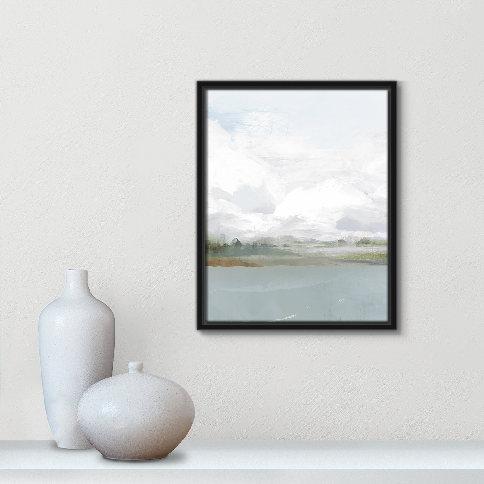All Shore Painting, 15.5" H x 12.5" W, Black