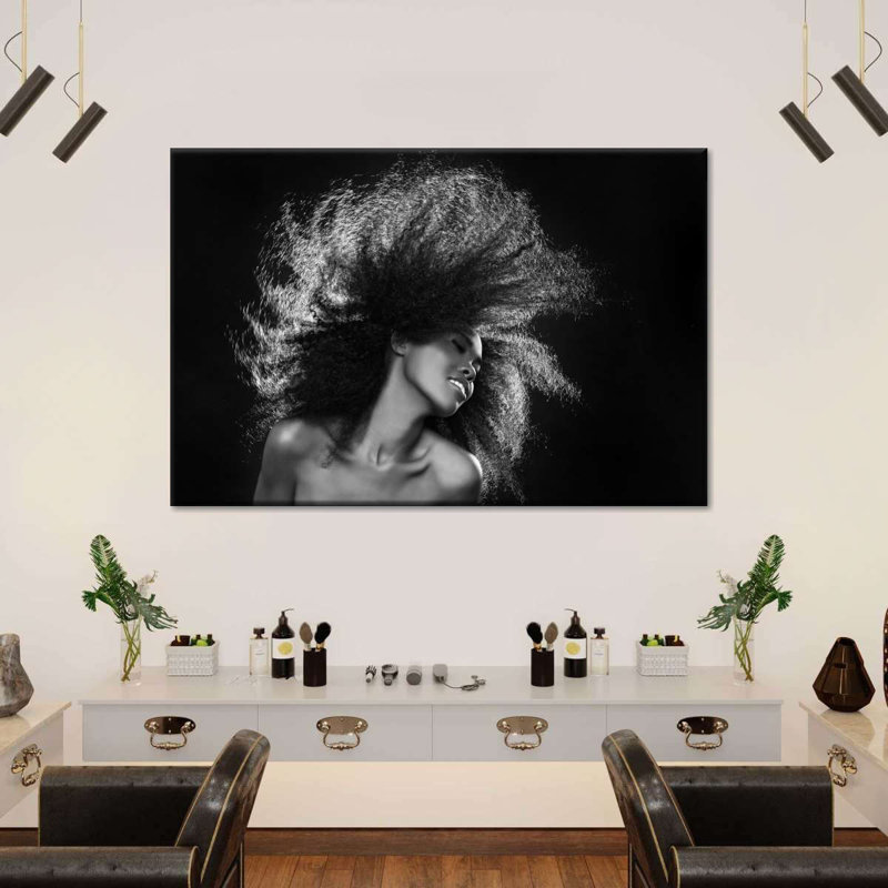 Impression sur toile de cheveux bouclés, H 16 po x l 24 po x P 1,25 po