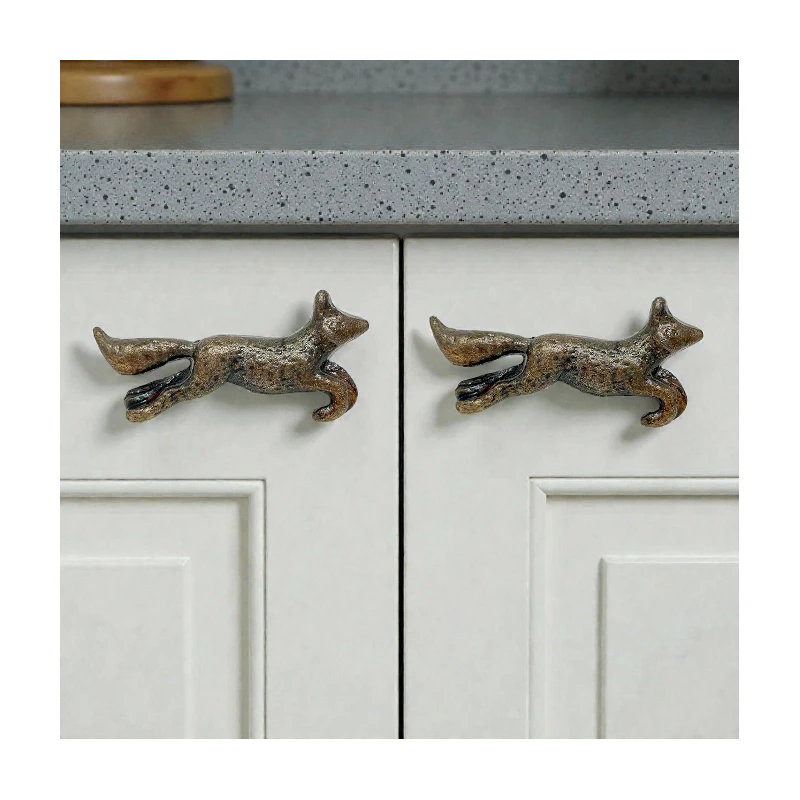 Antique Bronze Running Fox Knob