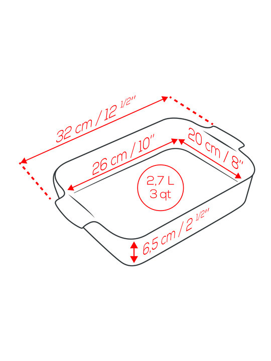Peugeot Appolia Rectangular Ceramic Baking Dish, Red