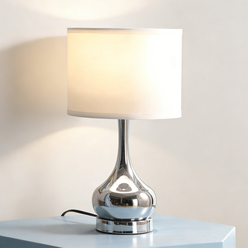 18.75" Corrine Polished Silver Mid-Century Table Lamp