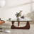 Triangle Glass Coffee Table with Wooden Base Clear Glass Top Mid-Century Abstract Glass Table