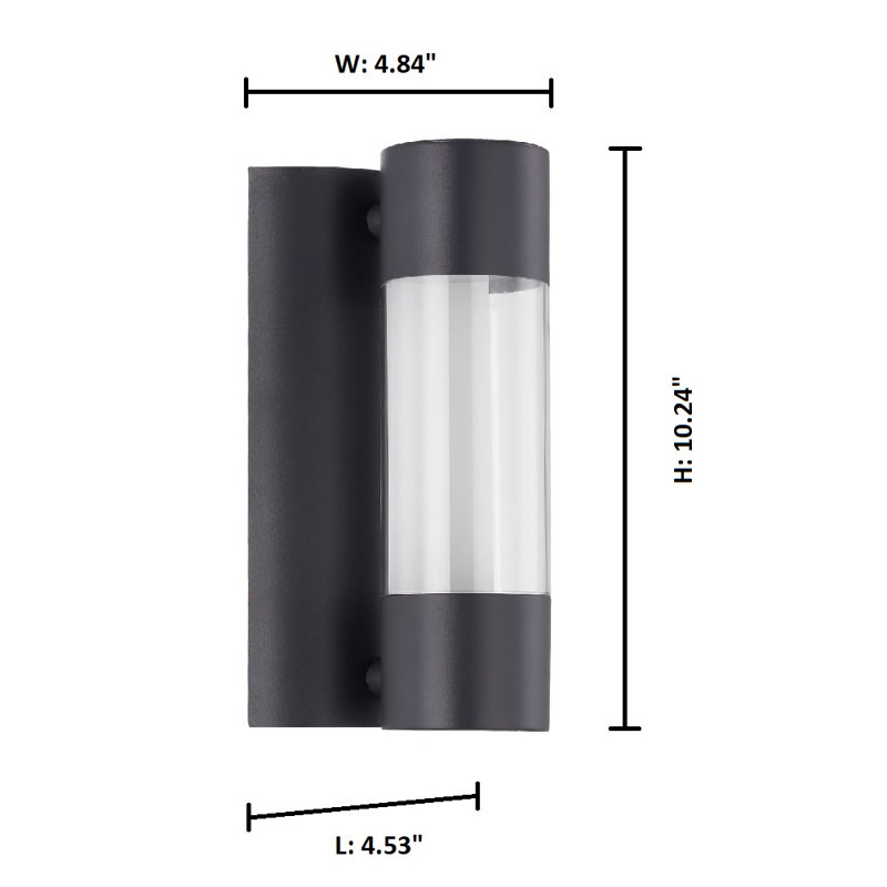 Abbee Steel LED Wall Light, 10.24" H x 4.53" W x 4.84" D