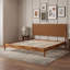 Lit plateforme Mid-Century moderne en bois avec tête de lit en cuir végétalien tissé-133476823-133476822