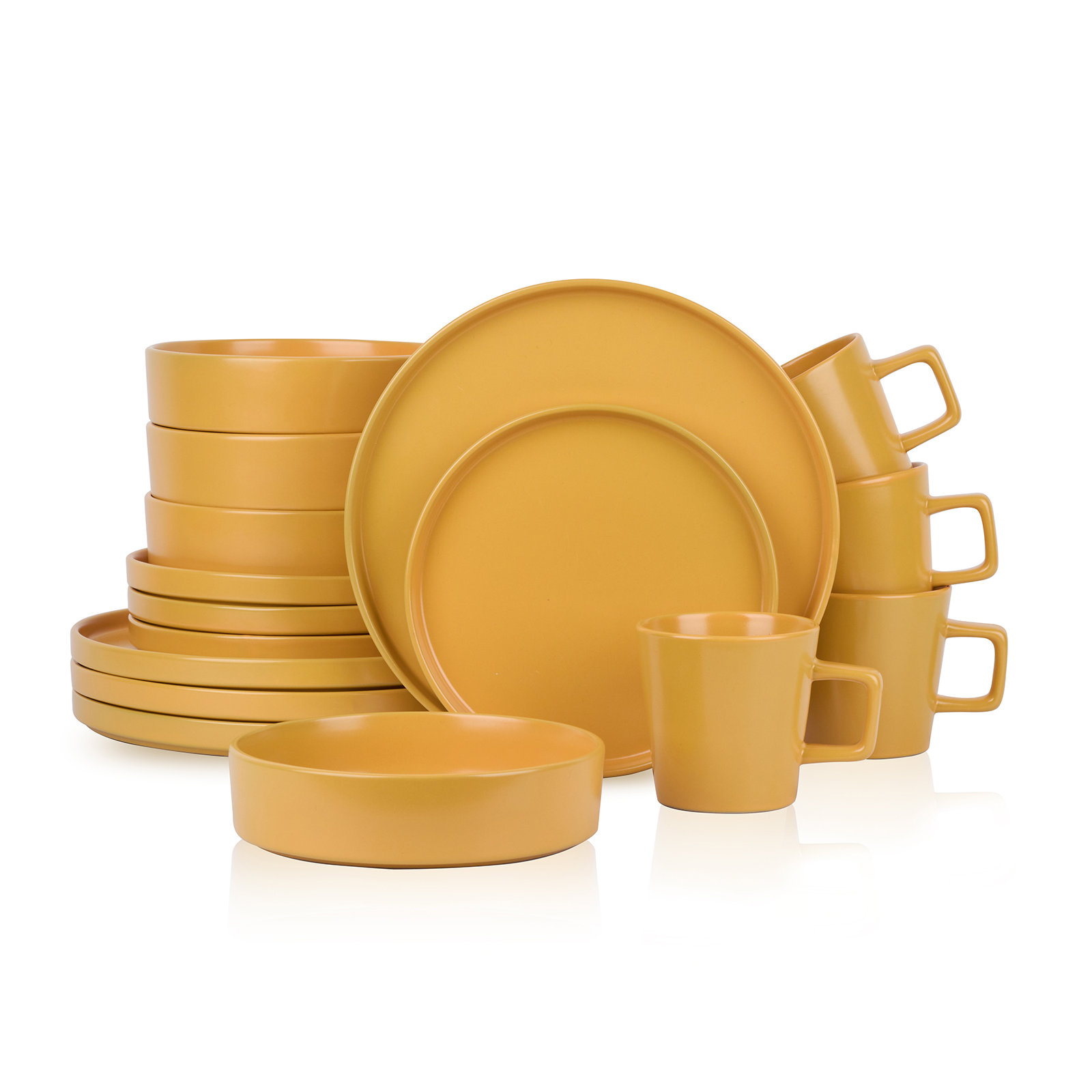 Stone Lain Cleo 16-Piece Dinnerware Set Stoneware, Yellow
