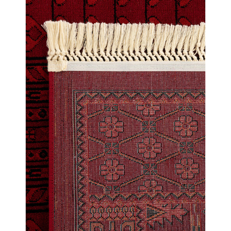 Tapis rouge / noir Amro Southwestern, Runner 2' x 8'