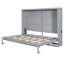 Grand lit mural gris - Meuble peu encombrant pour petits appartements, lattes absorbantes convenables, support de matelas confortable, mécanisme à double piston