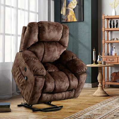40.6" W Oversize Big Man Power Lift Assist Recliner Chair With Massage & Heating & Dual Cupholders & USB