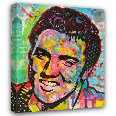 Red Barrel Studio® Dean Russo Collection Gallery Wrapped Canvas Art Titled: Elvis (19_DEARUS135172)