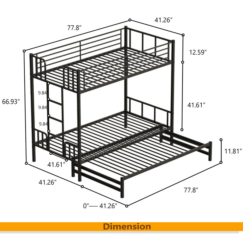 Black Pull-Out Bunk Bed