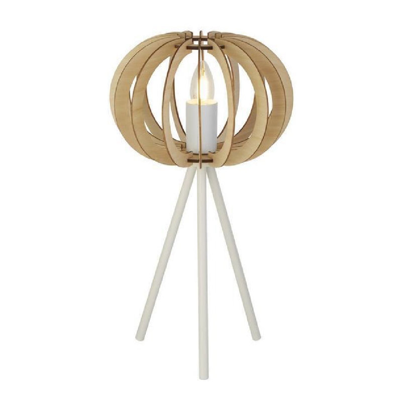 Yentin Metal Tripod Lamp, White, Oak