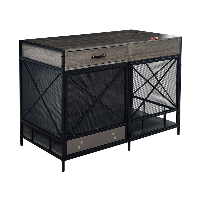 Armoire poubelle grise avec comptoir et tiroir pour les chambres d'amis de style rustique