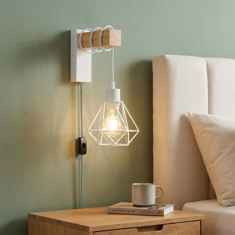 Applique murale industrielle avec abat-jour cage en métal, lampe murale rustique en tuyau pour chambre à coucher, loft, couloir et salon de ferme