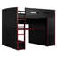 Lit mezzanine double avec bureau, lumières RVB, garde-robe et rangement, rouge-1226257153