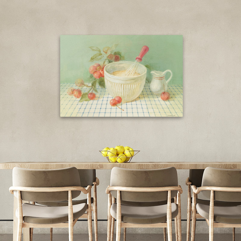 Cuisine rétro et rétro avec des cerises, H 36 po x l 24 po