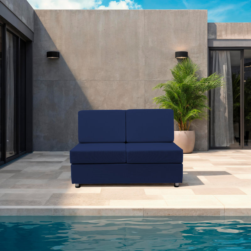 Outdoor Armless Sofa with Sunbrella - Canvas Navy, Canvas Navy