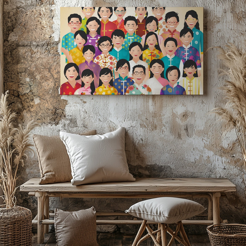 Reproduction d'art sur toile, "Vibrant and Colorful Illustration Doting", H 9 po x l 12 po
