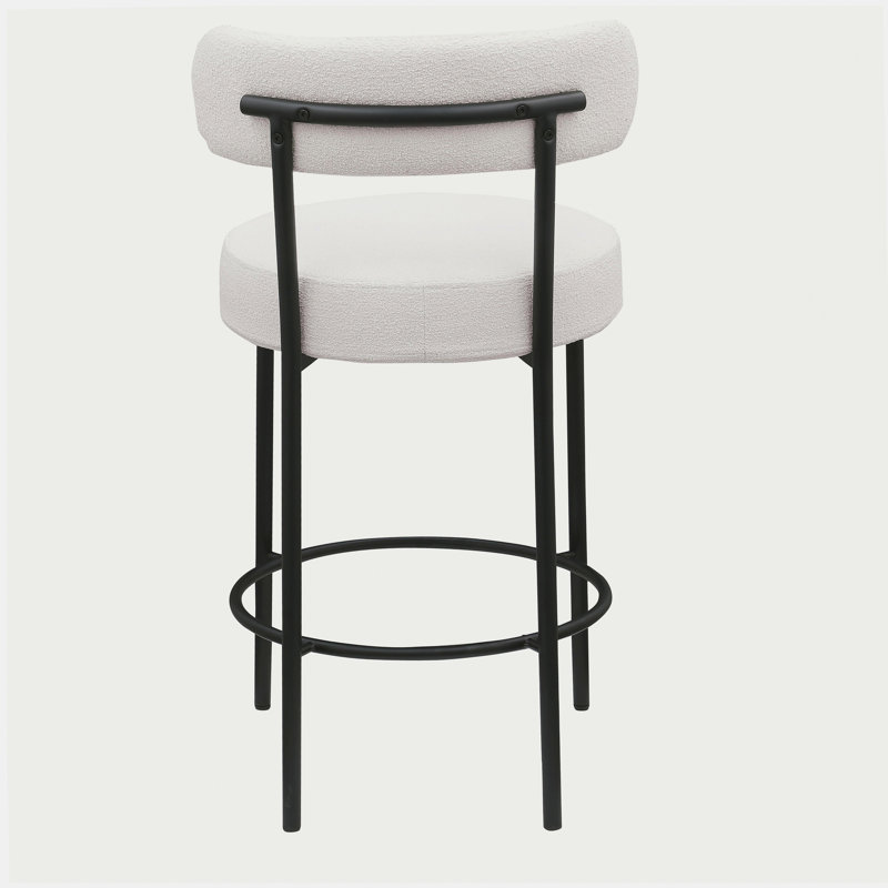 Ensemble de 2 tabourets de bar à hauteur de comptoir avec repose-pieds en métal noir avec repose-pieds pour la salle à manger, blanc