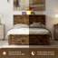 Cadre de lit rustique pleine grandeur avec 2 tiroirs de rangement, lit plateforme en bois avec station de recharge et lumière DEL, sommier non requis-119140741