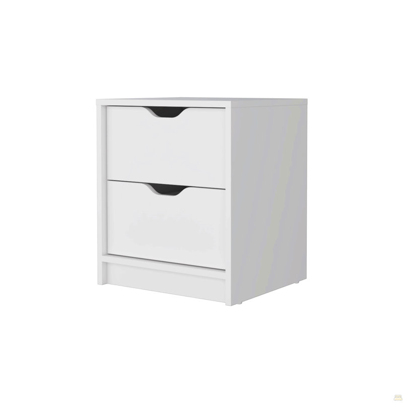 Table de chevet 2 tiroirs, Blanc