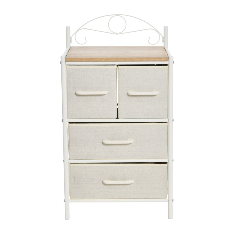 Brundrett 4 Drawer Storage Drawer, Coastal Oak/White