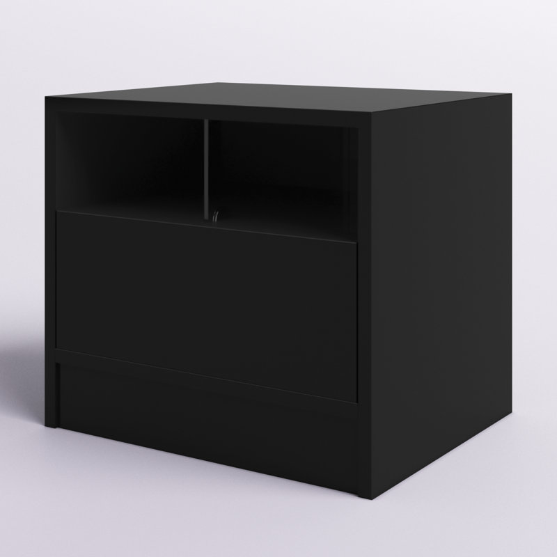 Table de chevet 19,7 po Bendite avec éclairage DEL 16 couleurs, finition ultrabrillante, Noir