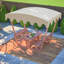 Ensemble de table de pique-nique et de banc d'extérieur en bois massif imperméable avec auvent amovible - Convient aux patios, aux jardins, aux terrasses, aux parcs et aux plages