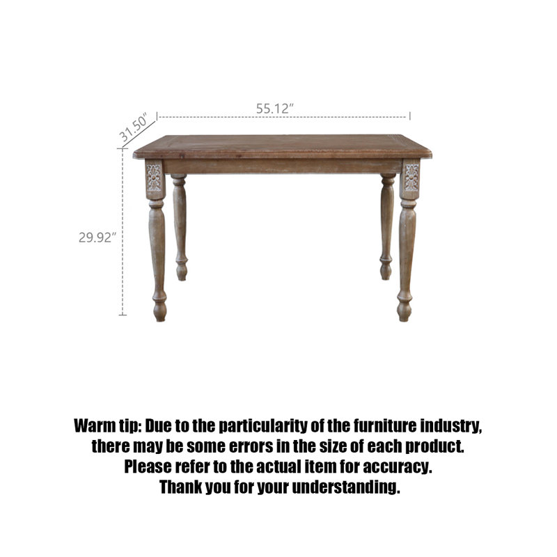 Table de salle à manger American Country, H 29,92 po x L 55,12 po x l 31,50 po