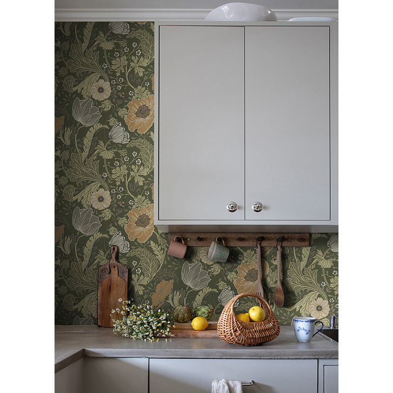 Ingrid Floral Wallpaper Roll, Green