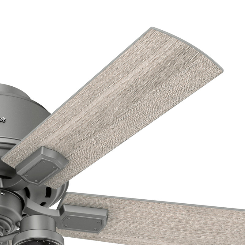 44" Hartland 5 - Blade Standard Ceiling Fan with Pull Chain and Light Kit Included, Matte Silver