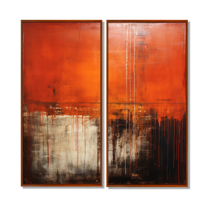 «Lyrical Abstraction Collage II», grand ensemble de 2 collages abstraits décoratifs, H 40 po x l 40 po, Brun